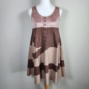 Tiered Patchwork Dress‎ Womens Small Boho Fairy Hippie Flare Layered Fairycore